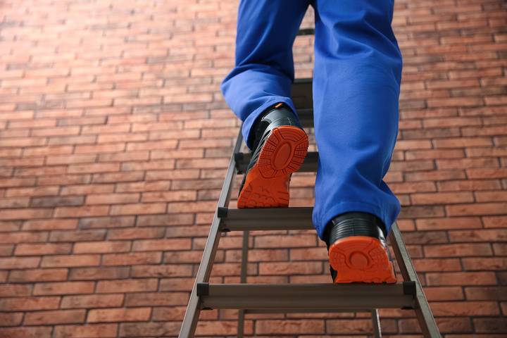 Adhere to extension ladder safety.