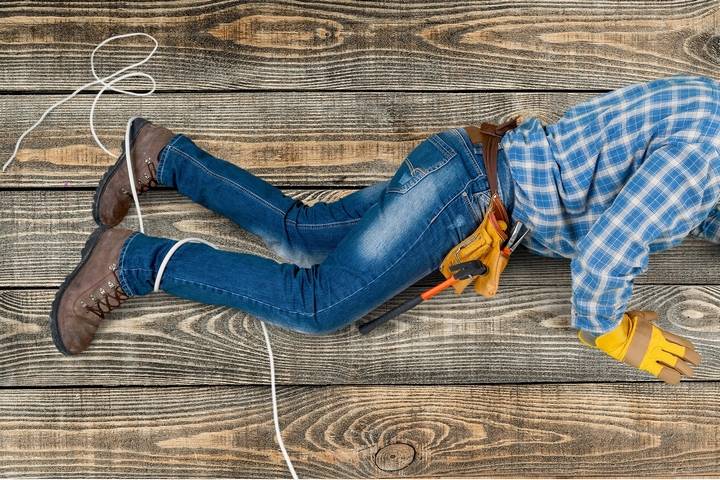 Take precaution against the slip and fall hazards for construction workers.