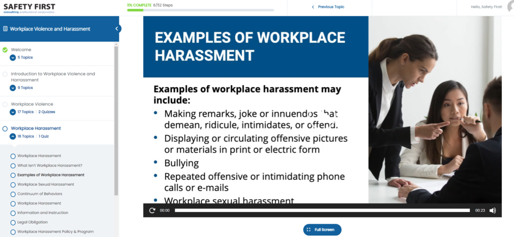 Online Workplace Violence and Harassment training Vaughan Toronto Ontario
